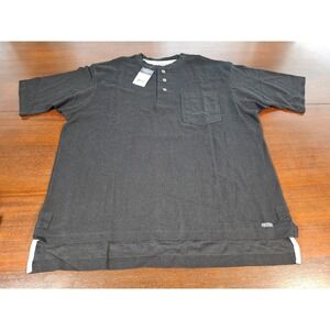 Smith's Workwear Mens XL Black Waffle Knit Henley Short Sleeve Shirt S4660BLTA